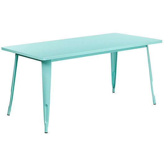 Alternate image 1 for Flash Furniture Rectangular Metal Table in Mint Green