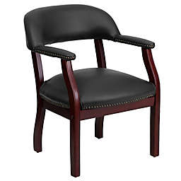 Flash Furniture Vinyl Office Arm Chair in Black