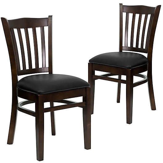 Alternate image 1 for Flash Furniture Vertical Slat Back Chairs with Vinyl Seats (Set of 2)
