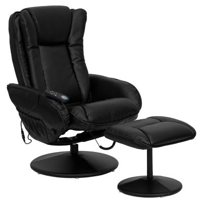 Bonded Leather Massaging Recliner, Leather Massage Chair With Ottoman
