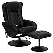 Flash Furniture 42-Inch Bonded Leather Massaging Recliner with Ottoman in Black