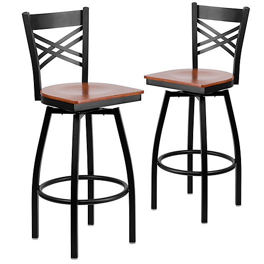Metal Wood Swivel Bar Stools, Wooden Swivel Counter Stools With Back