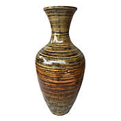 HomeRoots Spun Bamboo 25-Inch Floor Vase in Black/Gold