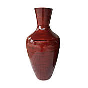 Homeroots 29.5-Inch Spun Bamboo Floor Vase in Red Lacquer