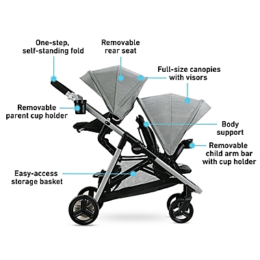 Graco&reg; Ready2Grow LX 2.0 Double Stroller in Clark. View a larger version of this product image.