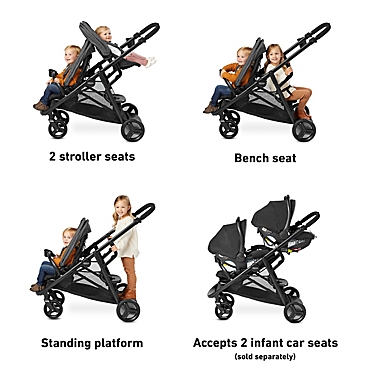 Graco&reg; Ready2Grow LX 2.0 Double Stroller in Gotham. View a larger version of this product image.