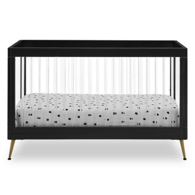 Delta Children Sloane 4-in-1 Acrylic Convertible Crib with Rails in Black/Bronze