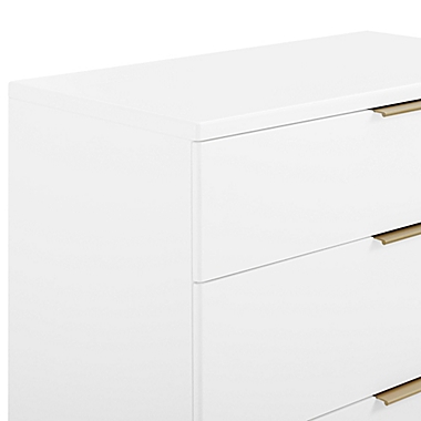 Delta Children Hendrix 3-Drawer Dresser in White/Bronze. View a larger version of this product image.