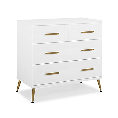 Delta Children Sloane 4-Drawer Dresser with Changing Top in White/Bronze. View a larger version of this product image.