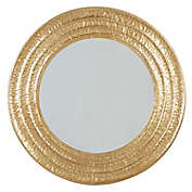 Ridge Road Decor 39.3-Inch Round Hammered Metal Wall Mirror in Gold