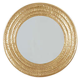 Ridge Road Decor 39.3-Inch Round Hammered Metal Wall Mirror in Gold
