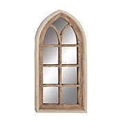 Ridge Road Decor Antique Arch Wooden Window 25.7-Inch x 35.3-Inch Wall Mirror in Brown