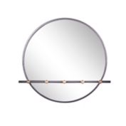 Ridge Road Decor 24-Inch x 25-Inch Metal Wall Mirror with Hooks in Black