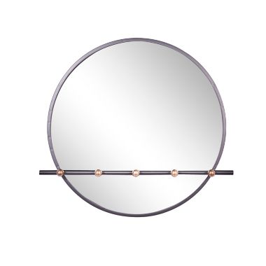 Ridge Road Decor 24-Inch x 25-Inch Metal Wall Mirror with Hooks in Black. View a larger version of this product image.
