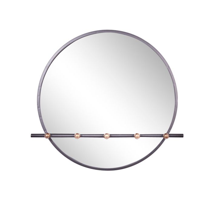 Ridge Road Decor 24 Inch X 25 Inch Metal Wall Mirror With Hooks In Black Bed Bath Beyond