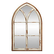 Ridge Road Decor 51-Inch x 31.5-Inch Arched Wooden Window Wall Mirror in White