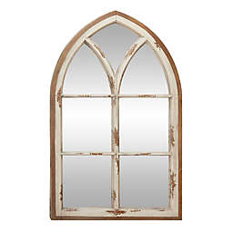 Ridge Road Decor 31.5-Inch x 51-Inch Arched Wooden Window Wall Mirror in White