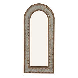 Ridge Road Décor Tall Arched Wood and Metal Wall Mirror in Gold