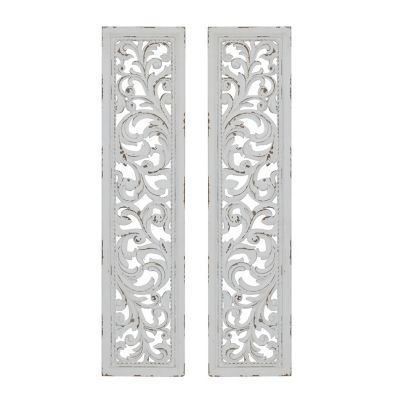 Ridge Road D?cor 12-Inch x 49.5-Inch Distressed Carved Wood Wall D?cor Panels (Set of 2)