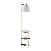 Teamson Home Lilah Floor Lamp in White/Brass with End Table and USB Port