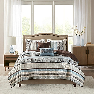 Madison Park Princeton 5-Piece Full/Queen Coverlet Set in Blue. View a larger version of this product image.