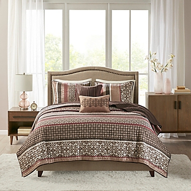 Madison Park Princeton 5-Piece Full/Queen Coverlet Set in Red. View a larger version of this product image.