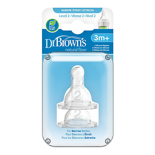 Alternate image 1 for Dr. Brown's Natural Flow® Level 2 Silicone Baby Bottle Nipples (2-Pack)
