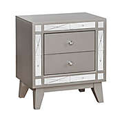 Wooden Nightstand with 2 Drawers in Mercury/Silver