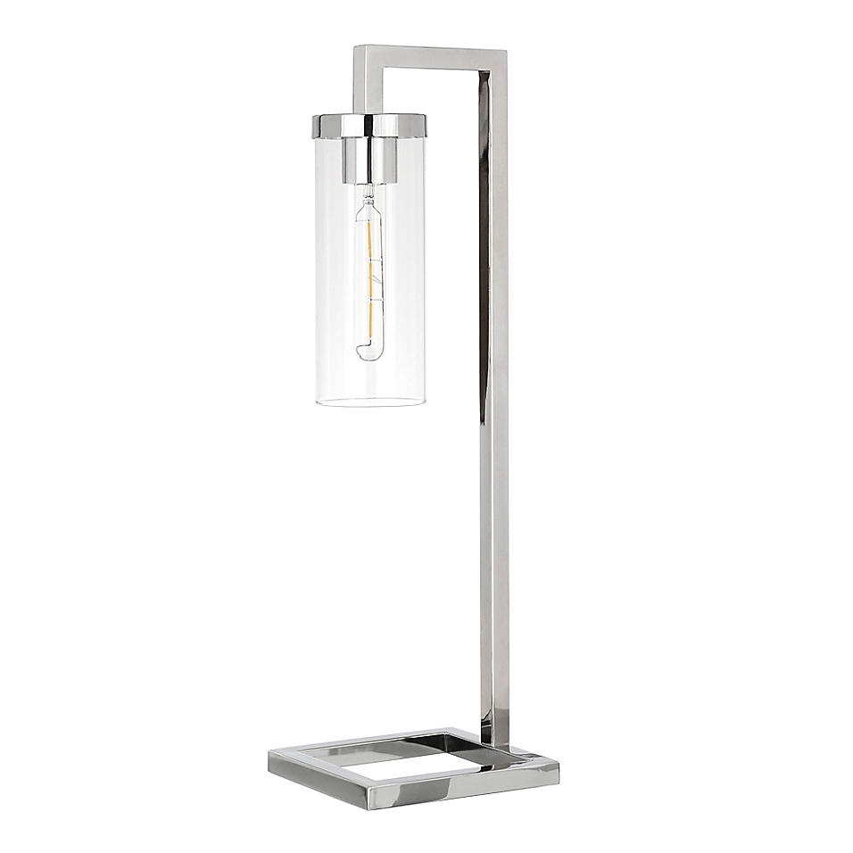 Hudson C Malva Table Lamp In Nickel, Table Lamp With Clear Glass Shade
