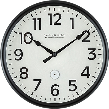 Sterling &amp; Noble&trade; LED Lighted Dial 12-Inch Outdoor Wall Clock in Matte Black. View a larger version of this product image.