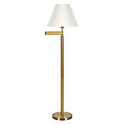 Hudson&amp;Canal&reg; Moby Swing Arm Brass Floor Lamp with Empire Shade in Chiffon White