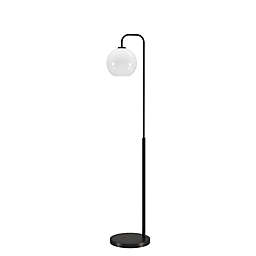 Harrison Arc Floor Lamp with Glass Shade in Black