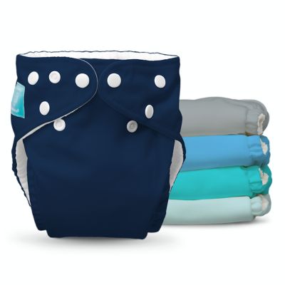 Charlie Banana One Size 5-Count Reusable Cloth Diapers and 5 Inserts in My First Diaper Blue