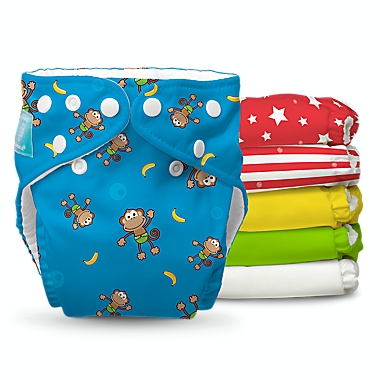 Charlie Banana One Size 6-Count Reusable Cloth Diapers with 12 Inserts in Circus. View a larger version of this product image.