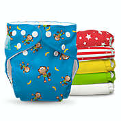 Charlie Banana One Size 6-Count Reusable Cloth Diapers with 12 Inserts in Circus