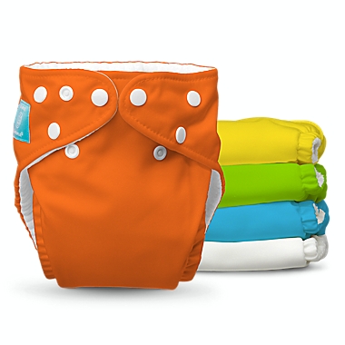 Charlie Banana One Size 5-Count Reusable Cloth Diapers and 5 Inserts in Tango Mango. View a larger version of this product image.