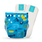 Charlie Banana One Size Reusable Cloth Diaper with 2 Inserts in Malibu
