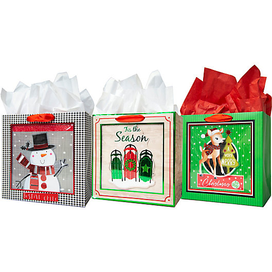 Alternate image 1 for Assorted Medium Square Shadow Bags with Tissue Paper