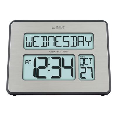 La Crosse Technology Atomic Digital Mantel Clock with Backlight in Silver