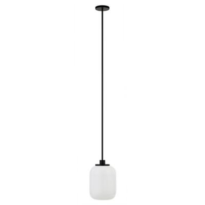 Hudson&amp;Canal&reg; Agnolo 1-Light Pendant in Black with White Milk Glass Shade