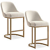Leick Home Barrelback Counter Stools in Gold/White (Set of 2)