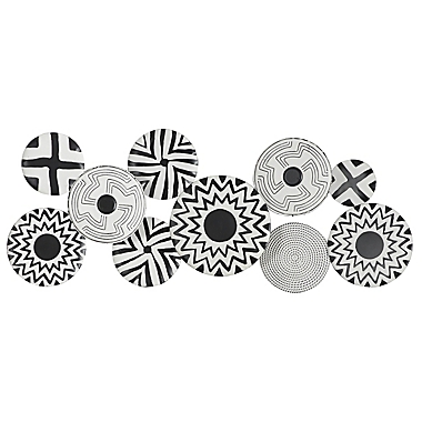 Ridge Road Decor Large Round 50-Inch x 19-Inch Metal Wall Decor in White and Black. View a larger version of this product image.