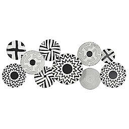 Ridge Road Decor Large Round 50-Inch x 19-Inch Metal Wall Decor in White and Black