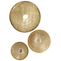 Ridge Road Décor Textured Metal 36-Inch Round Wall Decor in Gold (Set of 3)