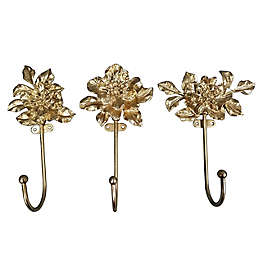 Wild Sage™ Floral Hooks in Gold (Set of 3)