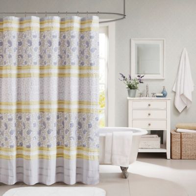 Yellow Shower Curtain Ombre like Beer Glass Print for Bathroom