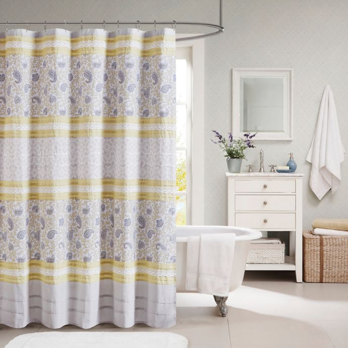 Madison Park Dawn 72-Inch Shower Curtain in Yellow | Bed Bath & Beyond