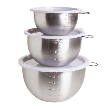 Simply Essential&trade; Stainless Steel Mixing Bowls with Lids (Set of 3). View a larger version of this product image.