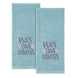 Avanti "Peace Love Sanitize" Hand Towels in Blue (Set of 2)