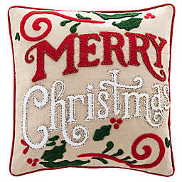 Safavieh "Merry Christmas" Square Throw Pillow in Beige/Red